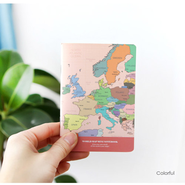 Colorful - World map lined and plain small notebook