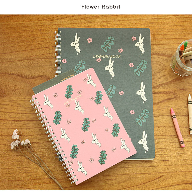 Flower rabbit - Jam Jam wirebound drawing notebook