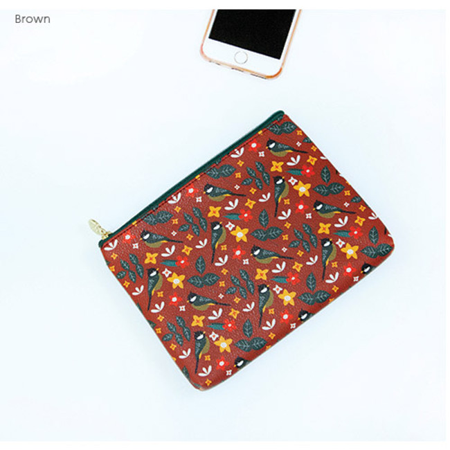 Brown - Le petit pattern zipper pouch