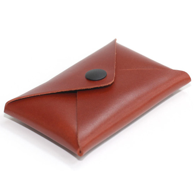 P pocket leather card case - Brown