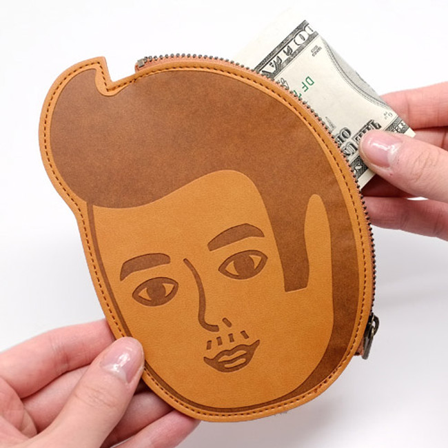 Pierre face pocket flat zipper pouch