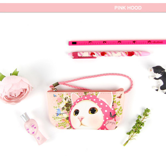 Pink hood - Choo Choo cat vanilla candy zipper pouch