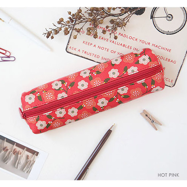 Hot pink - Breezy windy nemo flower pattern pencil case