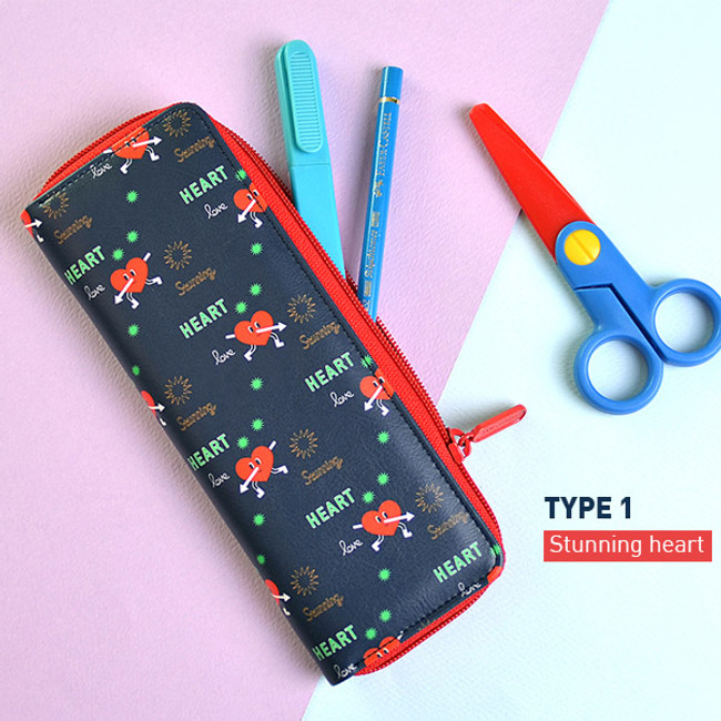 Summer heart - Du dum zip around pen case