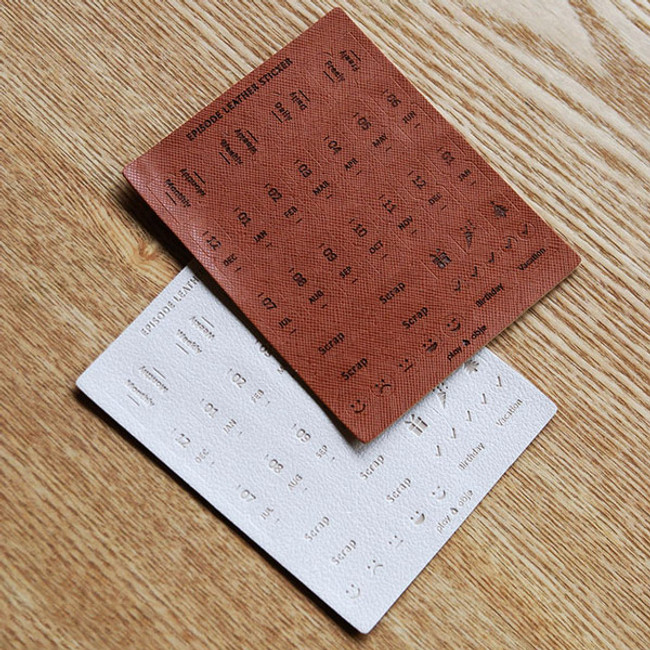Synthetic leather adhesive index tab sticker set ver.3