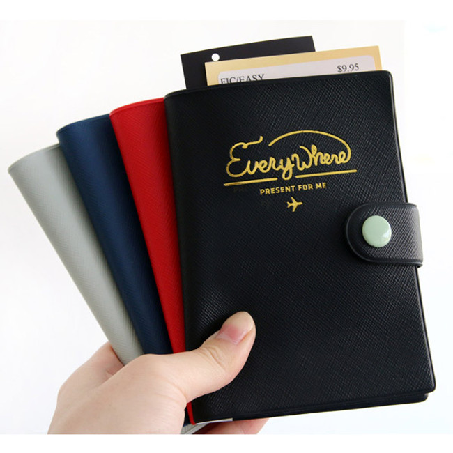 Everywhere button passport holder case