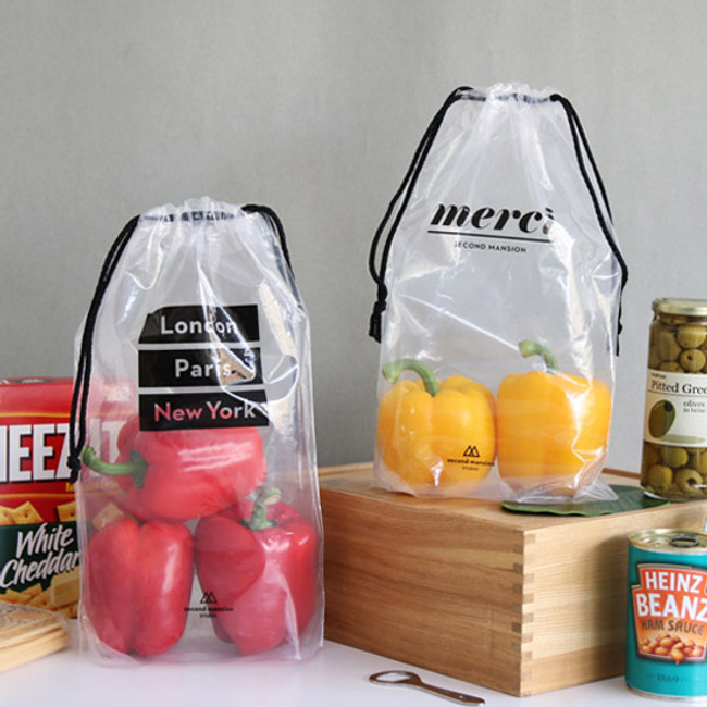 Travel transparent drawstring pouch bag set