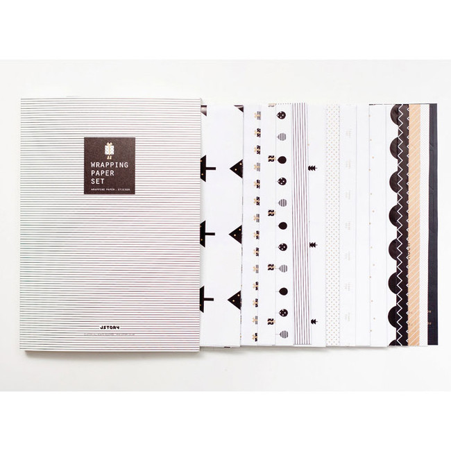 Jstory Pattern wrapping paper set with deco sticker