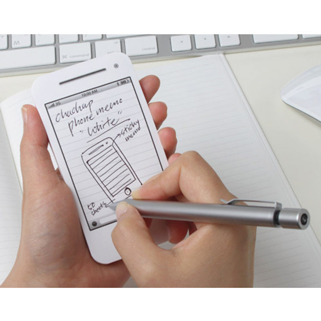 White smartphone memo note pad