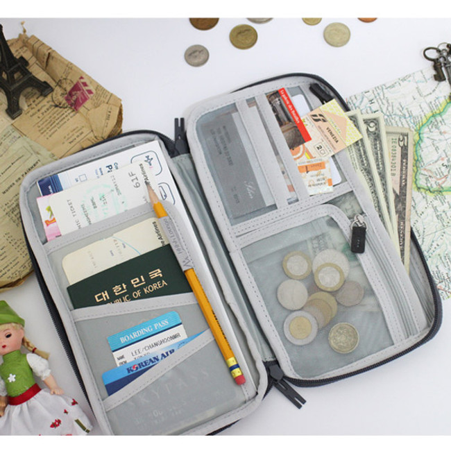 Inside of Travel smart zip around pouch bag