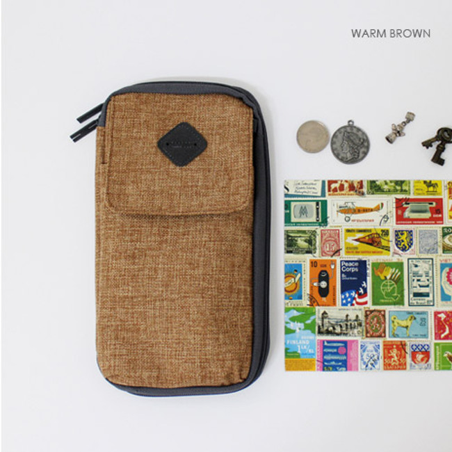 Warm brown - Travel smart zip around pouch bag