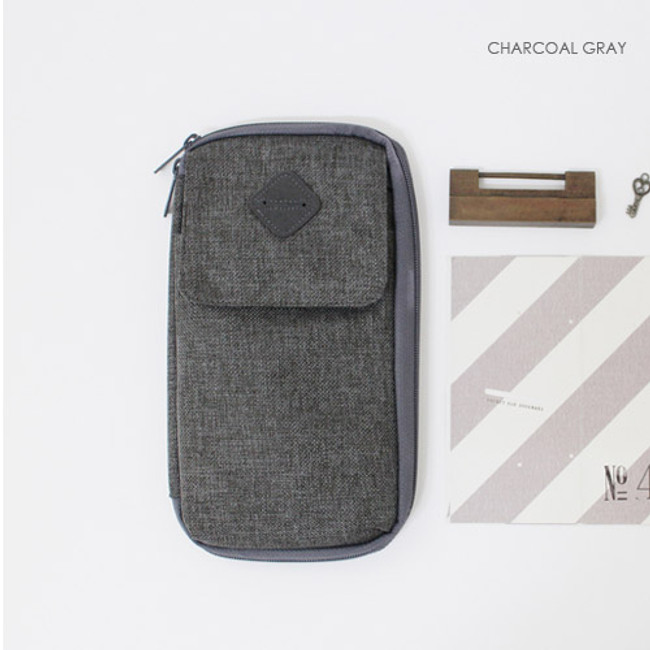 Charcoal gray - Travel smart zip around pouch bag