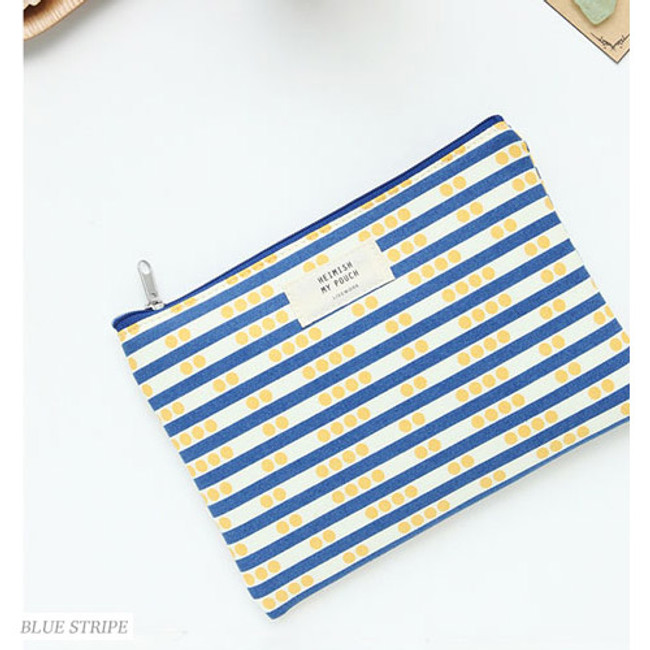 Blue stripe - Heimish pattern medium zipper pouch