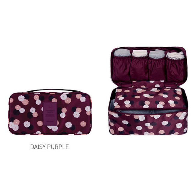 Daisy purple - Pattern travel pouch bag for underwear and bra 