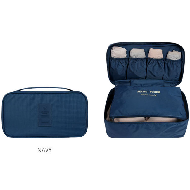 Navy - Travel large pouch bag for underwear and bra 
