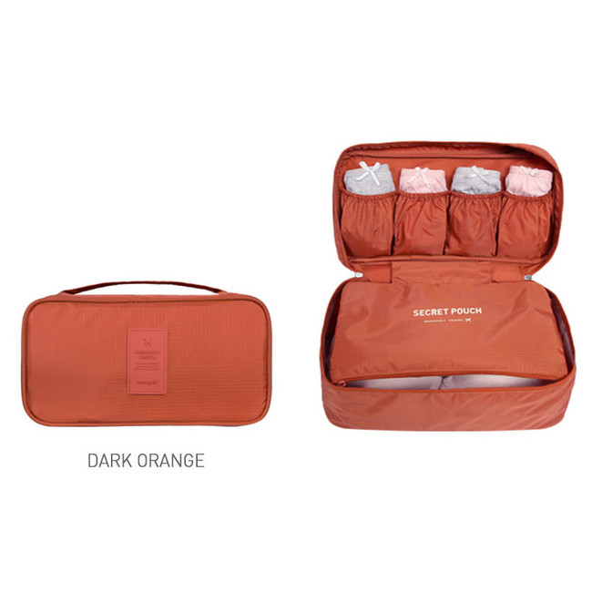 Dark orange - Travel large pouch bag for underwear and bra 