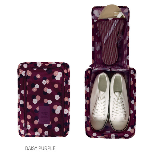 Daisy purple - Pattern travel zip shoes pouch bag ver.3