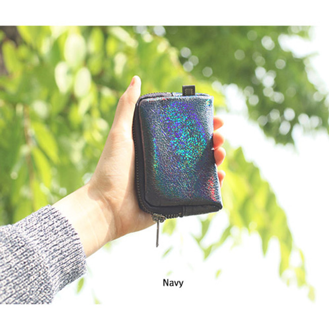 Navy - Aurora glitter small card case