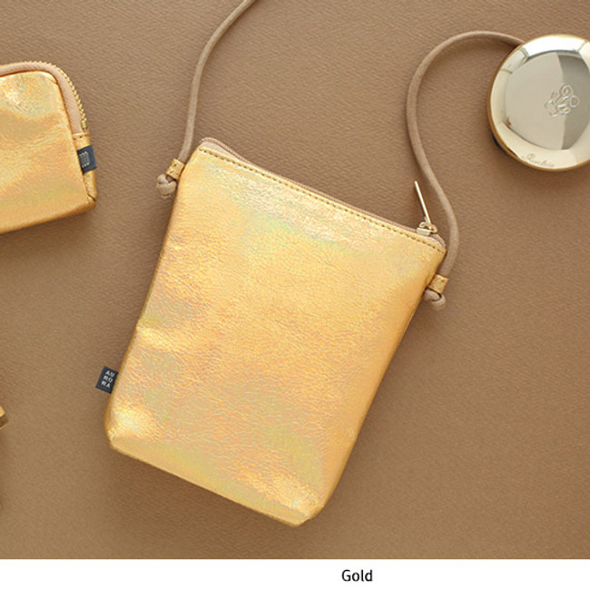 Gold - Aurora glitter square crossbody bag