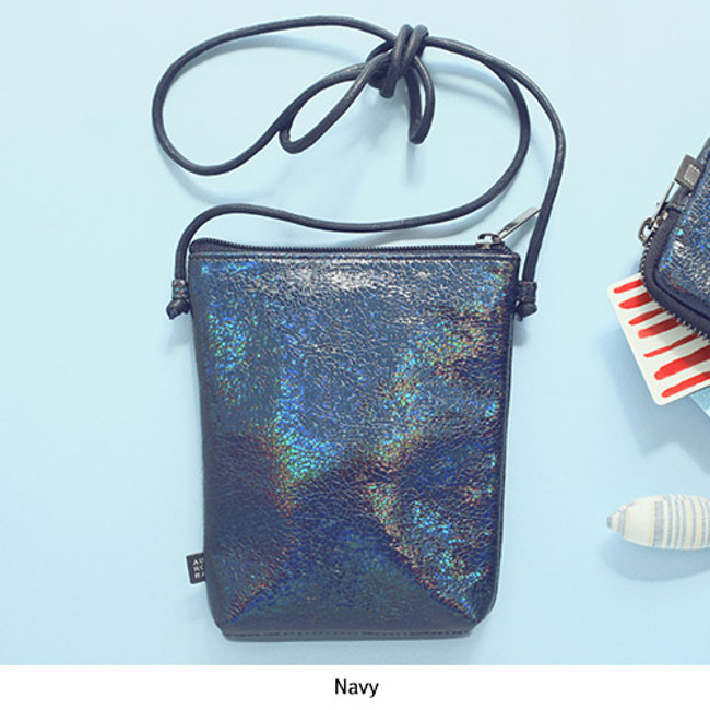 Navy - Aurora glitter square crossbody bag