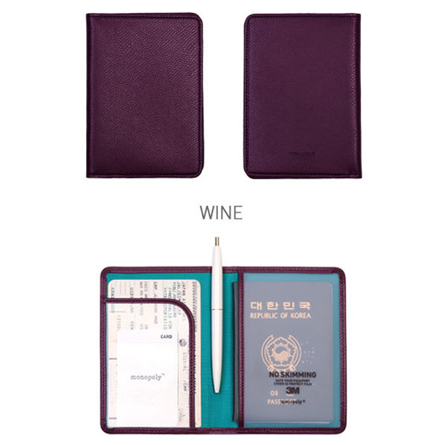 Wine - Classy plain RFID blocking mini passport case