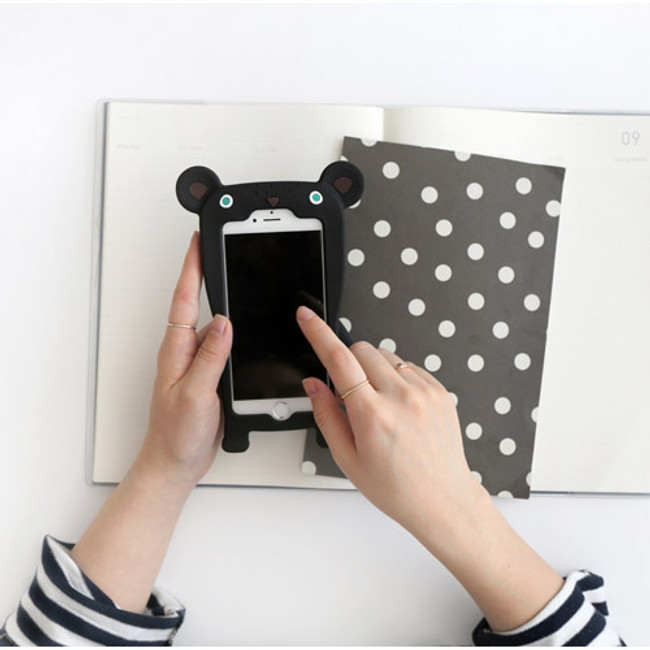 Black - Monowave cute bear moya iPhone 6 jelly case