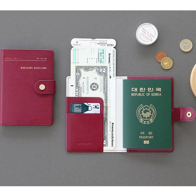 Snap button RFID blocking passport case