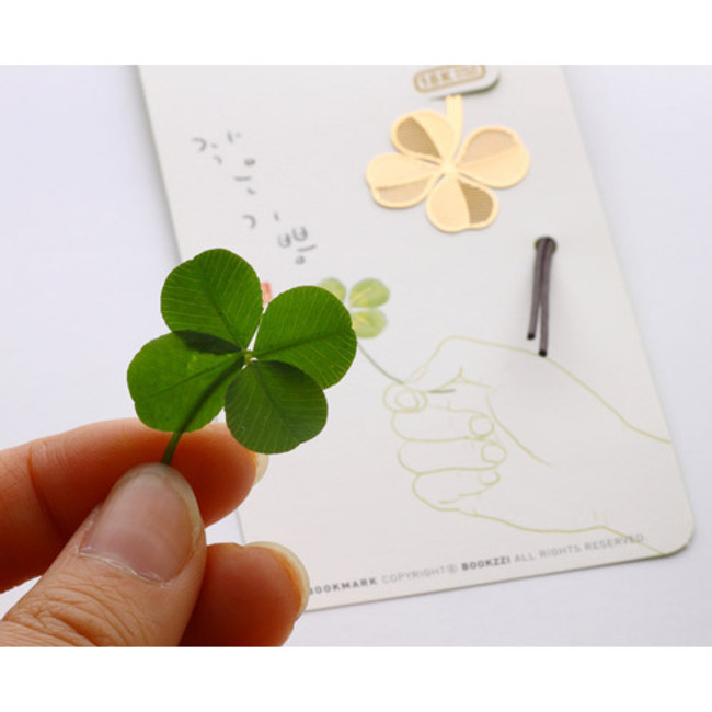 Four-leaf clover gold plated bookmark