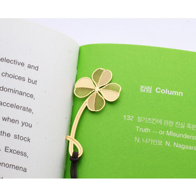 Four-leaf clover gold plated bookmark