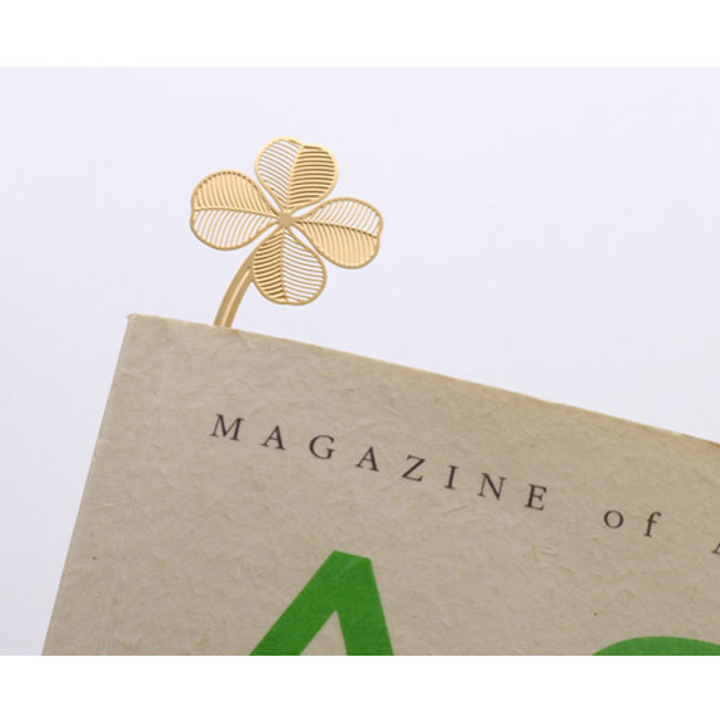 Four-leaf clover gold plated bookmark