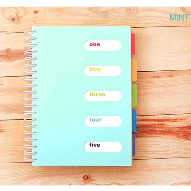 Mint - Jumbo wirebound lined notebook with color index tab 
