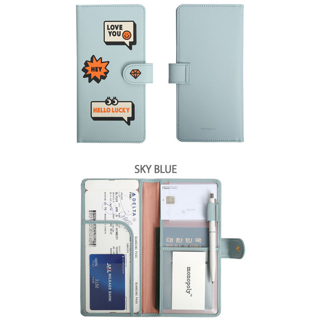 Sky blue - Merrygrin RFID blocking long passport case