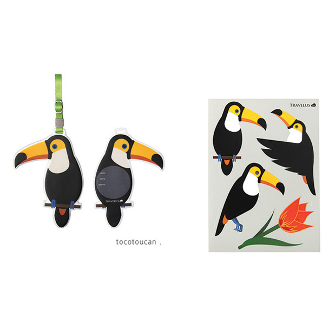 Tocotoucan - Travelus luggage name tag with sticker