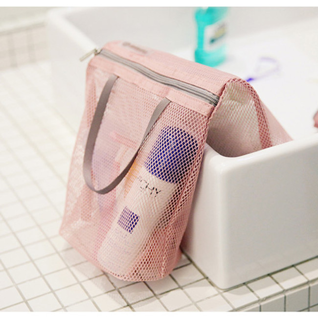 Soft pink - Travelus long mesh pouch ver.3