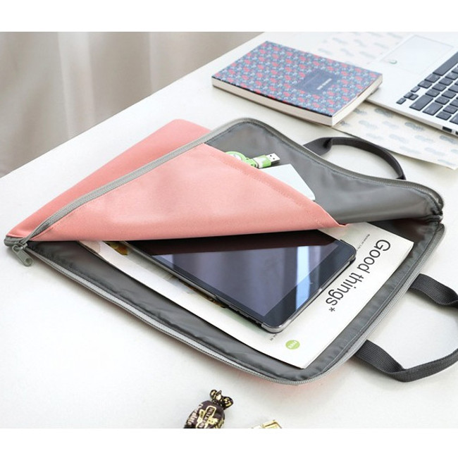 Pink - Basic zip around file pouch bag A4 ver.2