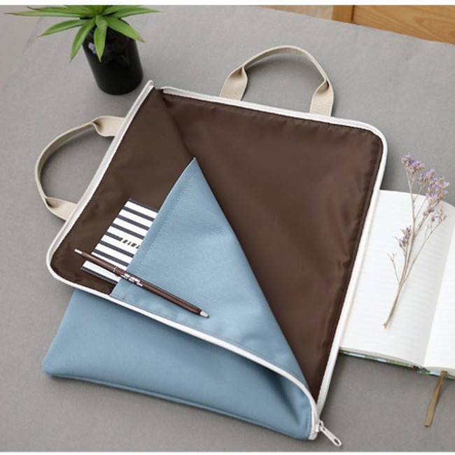 Indi blue - Basic zip around file pouch bag A4 ver.2