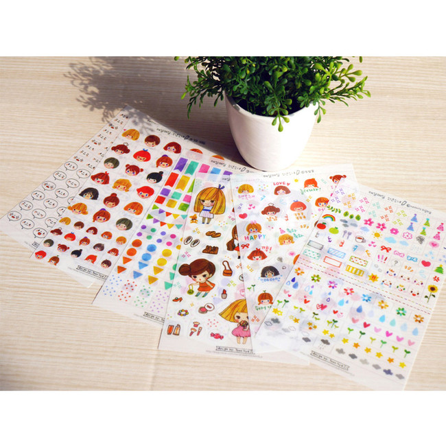 Everyday boy and girl deco sticker set