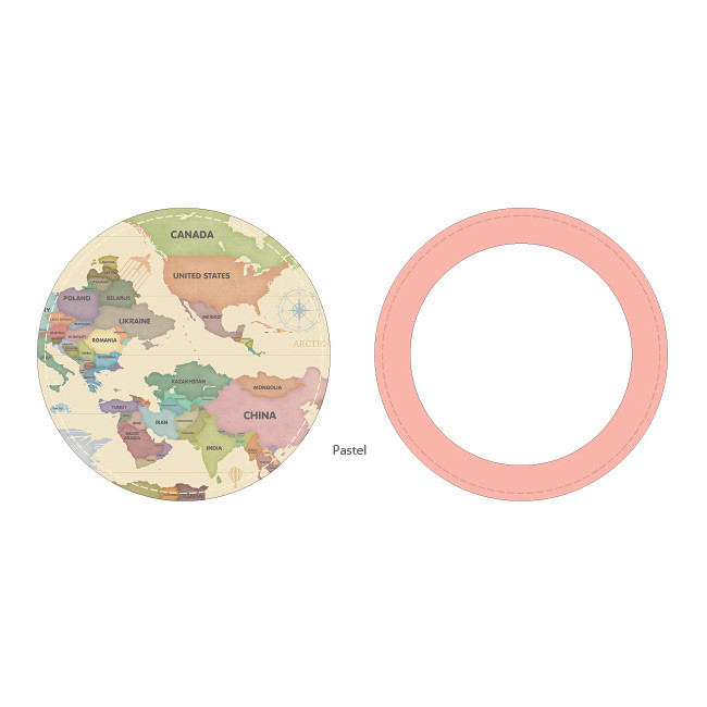 Pastel - World map pattern round handy mirror