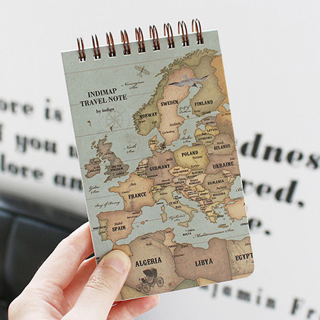 Retro - World map pattern wirebound lined notepad