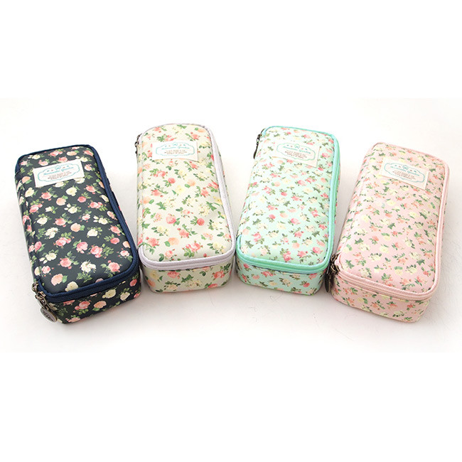 Flower pattern zipper pencil case