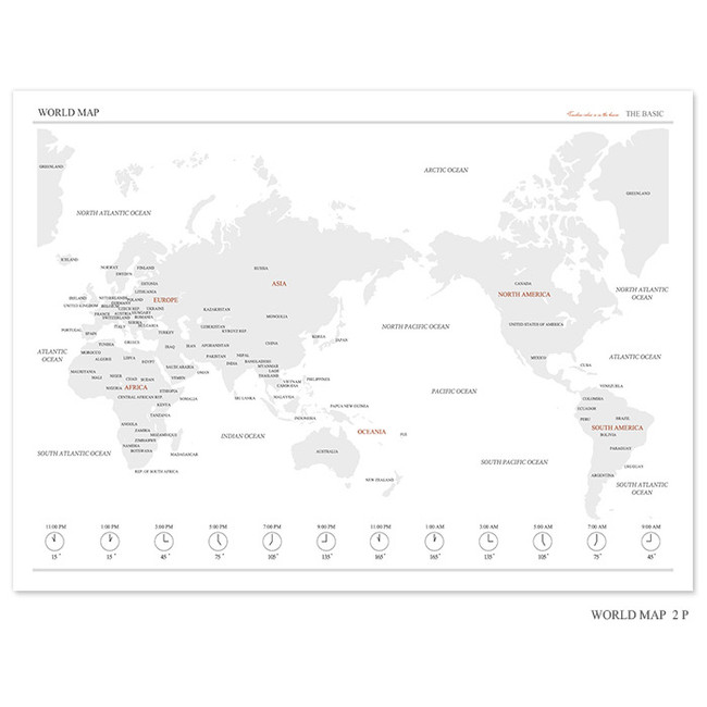 World map - 2016 The basic pocket undated diary