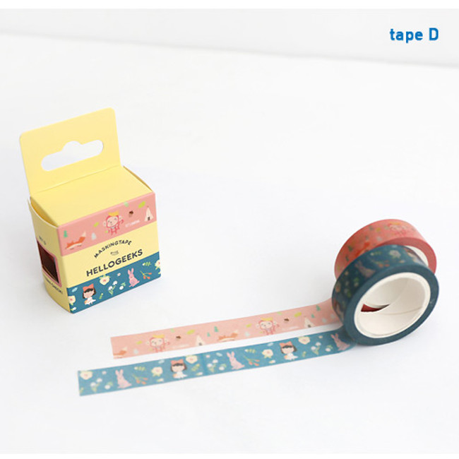 D - Hellogeeks pattern washi masking tape set