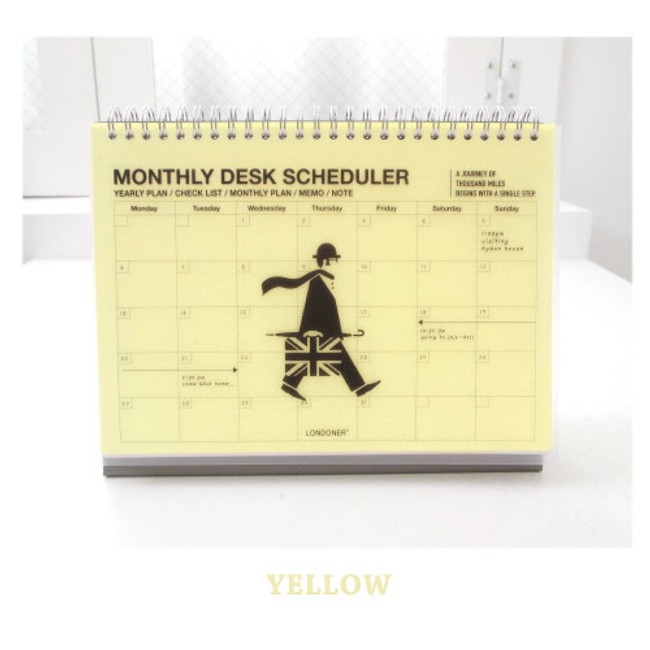 Yellow - London wirebound undated monthly desk planner