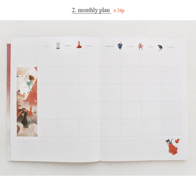 Monthly plan - Alice illustration undated monthly big diary