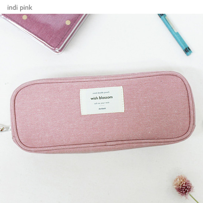 Indi pink - Wish blossom mind double zipper pouch