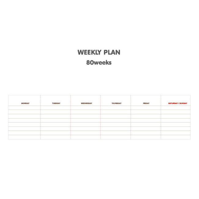 Weekly plan 80 weeks