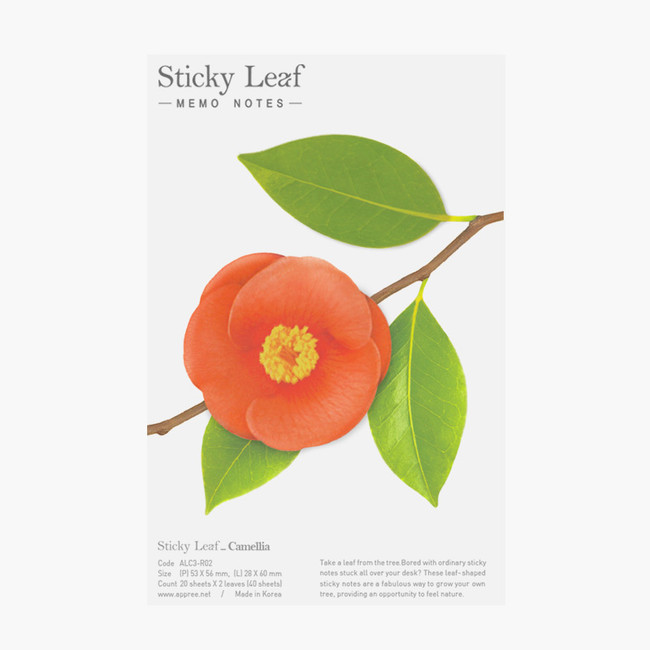 Appree Camellia leaf red sticky memo notes Medium