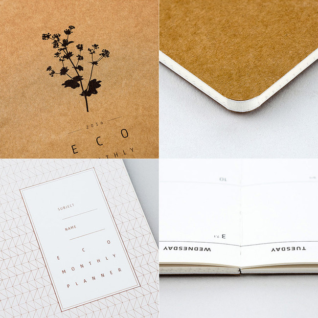 Detail of 2016 Eco kraft dated monthly planner