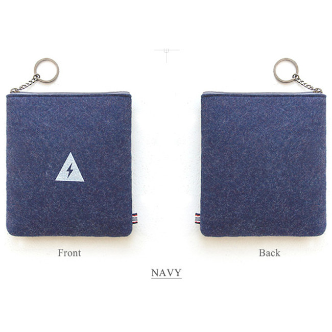 Navy - The basic felt charger pouch with key ring