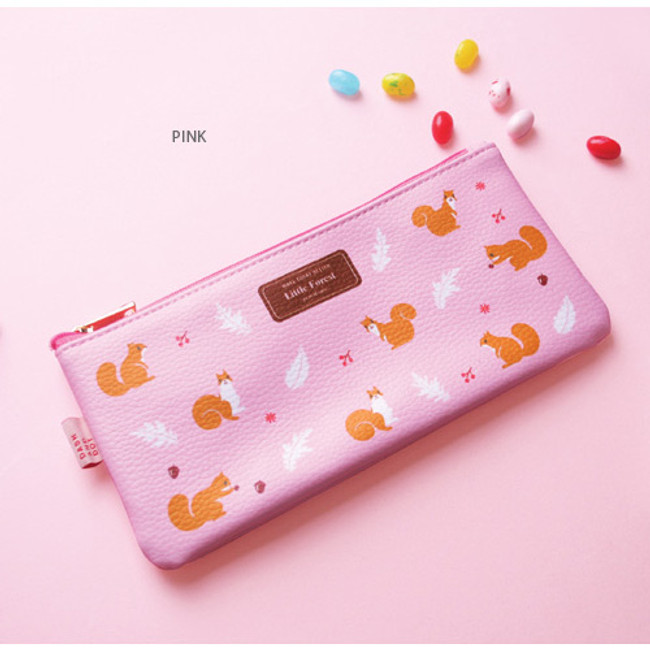 Pink - Little forest zipper pencil case